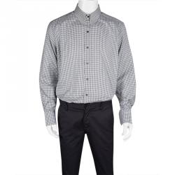 Pre Owned Tom Ford Monochrome Checked Metal Bar Detail Long Sleeve Button Front Shirt 4XL