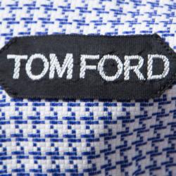 Pre Owned Tom Ford Blue and White Cotton Houndstooth Pattern Long Sleeve Shirt XL