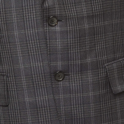 Pre Owned Tom Ford Grey Plaid Wool Blend Tailored Suit XL