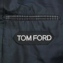 Pre Owned Tom Ford Grey Plaid Wool Blend Tailored Suit XL