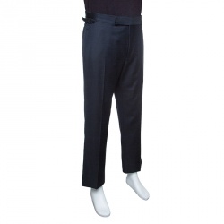 Pre Owned Tom Ford Navy Blue Wool Straight Fit Trousers L
