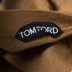 Tom Ford Camel Brown Cashmere and Silk Knit Crew Neck Sweater 4XL