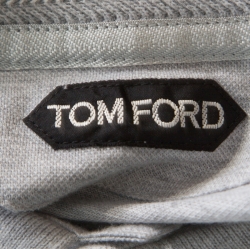 Pre Owned Tom Ford Grey Piquet Logo Embroidered Short Sleeve Polo T-Shirt M