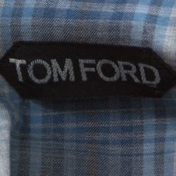 Pre Owned Tom Ford Blue and Grey Plaid Cotton Classic Shirt XXL 