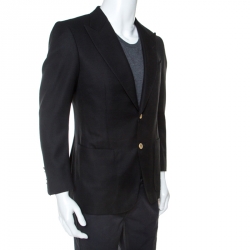 Tom Ford Black Basketweave Wool Regular Fit Blazer S