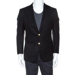 Tom Ford Black Basketweave Wool Regular Fit Blazer S