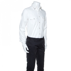 Pre Owned Tom Ford White Denim Western Button Front Shirt M