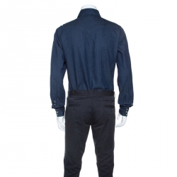 Pre Owned Tom Ford Blue Dark Wash Denim Western Shirt L