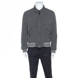 Tom Ford Monochrome Checked Wool Blend Zip Front Jacket L