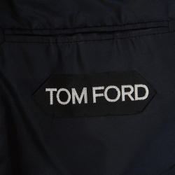 Pre Owned Tom Ford Blue Silk Blend Floral Jacquard Blazer L