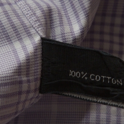 Tom Ford White & Lavender Checked Cotton Button Front Shirt M