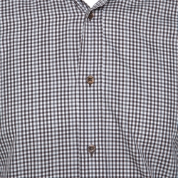 Tom Ford Brown & White Gingham Check Cotton Button Front Shirt M
