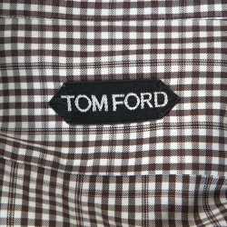 Tom Ford Brown & White Gingham Check Cotton Button Front Shirt M