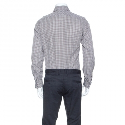 Tom Ford Brown & White Gingham Check Cotton Button Front Shirt M