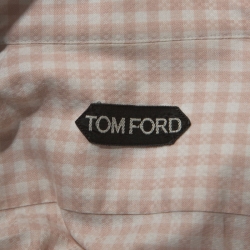 Tom Ford Pale Pink Gingham Check Textured Cotton Button Front Shirt M