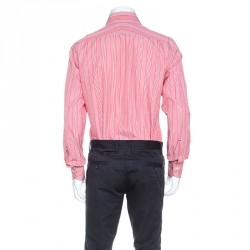 Tom Ford Red and White Striped Cotton Button Front Shirt M