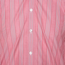 Tom Ford Red and White Striped Cotton Button Front Shirt M