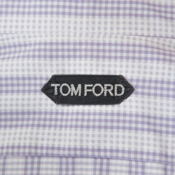 Tom Ford Lilac and White Checked Cotton Front Button Shirt M