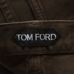 Pre Owned Tom Ford Olive Green Denim Straight Fit Trousers L