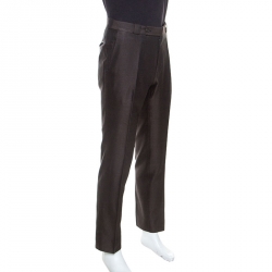 Tom Ford Brown Silk Blend Tailored Trousers L