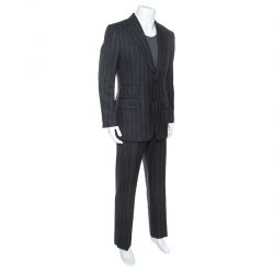 Tom Ford Charcoal Grey Chalkstriped Wool Suit L