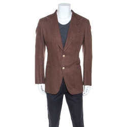 Tom Ford Brown Silk Linen Blend Deconstructed Blazer L