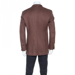 Tom Ford Brown Silk Linen Blend Deconstructed Blazer L