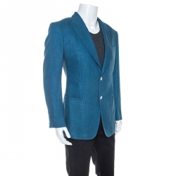 Tom Ford Blue Silk Linen Blend Blazer L