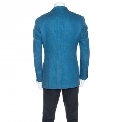 Tom Ford Blue Silk Linen Blend Blazer L