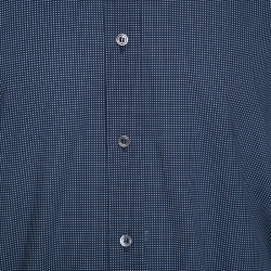 Tom Ford Navy Blue Polka Dotted Cotton Button Front Shirt XXL