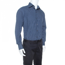 Tom Ford Navy Blue Polka Dotted Cotton Button Front Shirt XXL