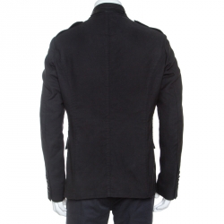 Pre Owned جاكيت توم فورد ميليتري أزرار أمامية قطن أسود XXL 