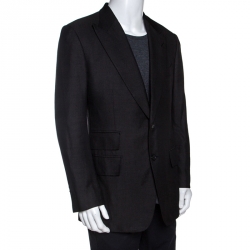 Tom Ford Dark Grey Silk and Wool Knit Regular Fit Blazer XXL
