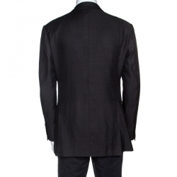 Tom Ford Dark Grey Silk and Wool Knit Regular Fit Blazer XXL