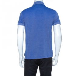 Pre Owned Tom Ford Blue Cotton Pique Polo T Shirt L