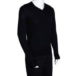Pre Owned Tom Ford Navy Blue Cashmere Silk V Neck Sweater M