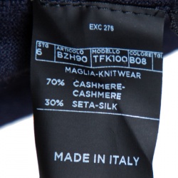 Pre Owned Tom Ford Navy Blue Cashmere Silk V Neck Sweater M