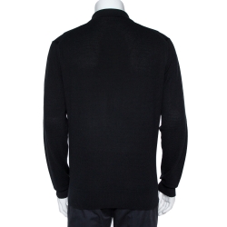 Pre Owned Tom Ford Black Cotton Silk Blend Polo Sweater XL