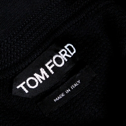 Pre Owned Tom Ford Black Cotton Silk Blend Polo Sweater XL