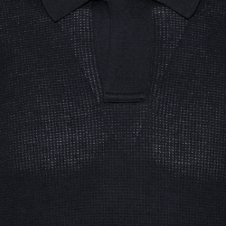 Pre Owned Tom Ford Black Cotton Silk Blend Polo Sweater XL