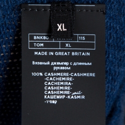 Pre Owned Tom Ford Avio Blue Cashmere Crew Neck Sweater XL