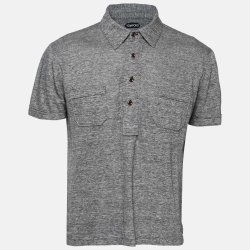 Pre Owned Tom Ford Grey Wool Polo T-Shirt XL