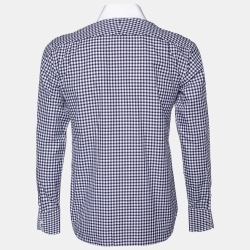 Pre Owned Tom Ford Blue Checked Cotton Shirt M