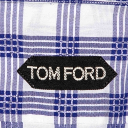 Pre Owned Tom Ford Blue & White Checked Cotton Shirt M