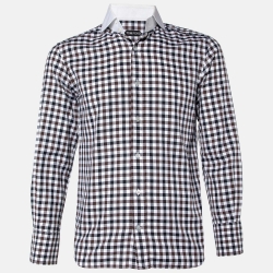 مملوكة مسبقًا Tom Ford Brown Checked Cotton Shirt M