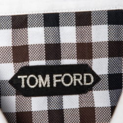 مملوكة مسبقًا Tom Ford Brown Checked Cotton Shirt M