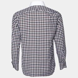 مملوكة مسبقًا Tom Ford Brown Checked Cotton Shirt M