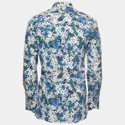 Tom Ford Blue Floral Printed Cotton Button Front Shirt M