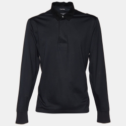 Pre Owned Tom Ford Black Cotton Knit Long Sleeve Polo T-Shirt 4XL
