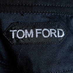 Pre Owned Tom Ford Black Cotton Knit Long Sleeve Polo T-Shirt 4XL